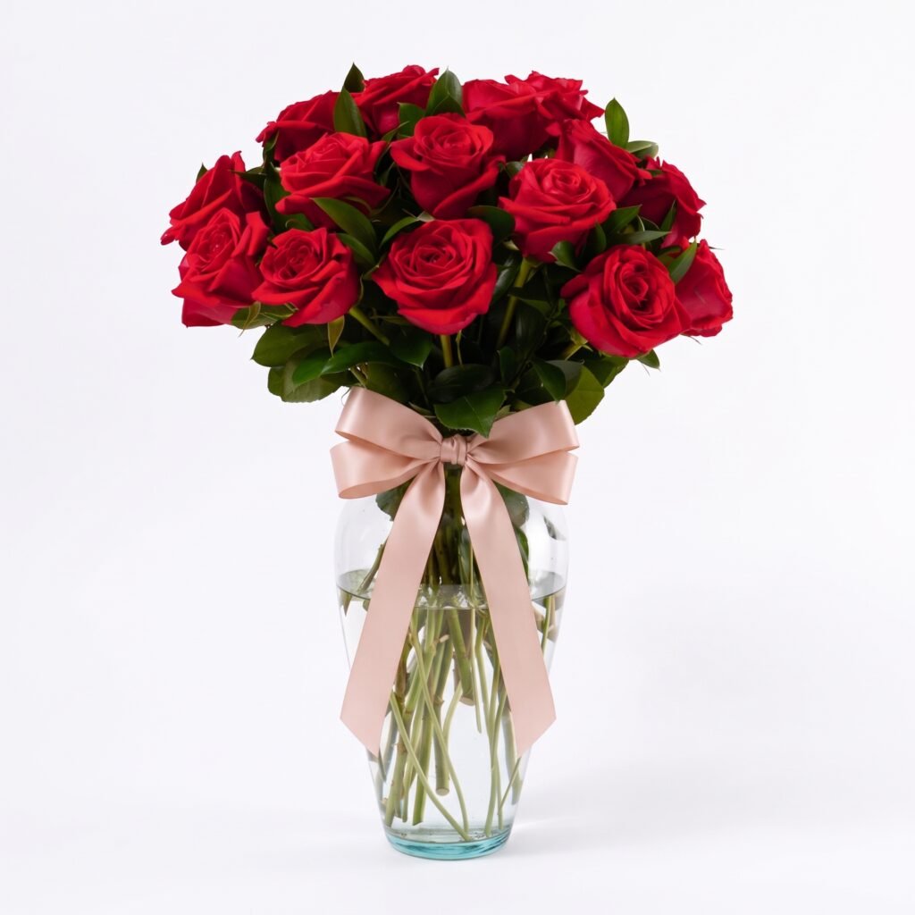 Detalle de Amor con 24 Rosas Rojas + Globo Personalizado