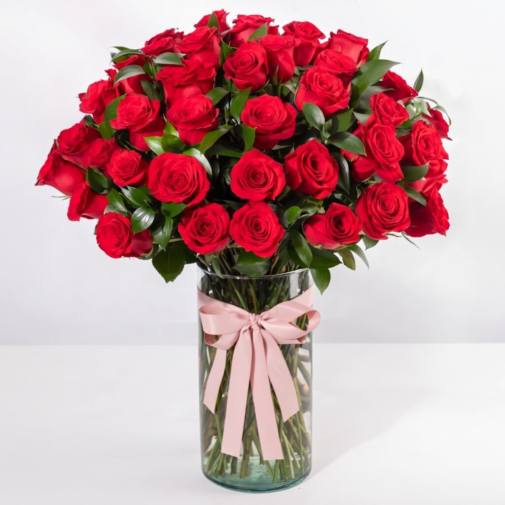 Detalle de Amor con 50 Rosas Rojas + Globo Personalizado