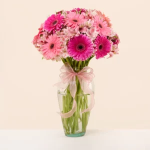 Juntos por siempre 24 Gerberas y Alstroemarias + Globo Personalizado gratis