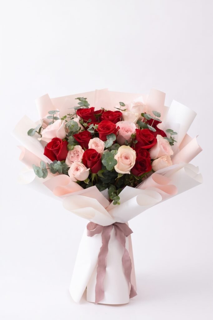 Sentimiento único de 24 Rosas combinadas + Globo Personalizado Gratis